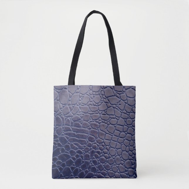 Dunkelblau Crocodile Lederprint Tasche (Vorderseite)