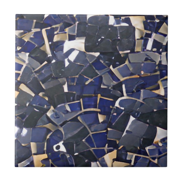 Dunkelblau-Ecke-Marokkanisches Mosaikmuster Fliese (Vorderseite)