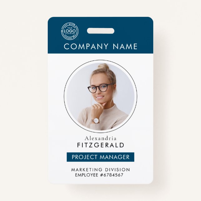 Dunkelblau | | Employee Foto ID Company Security A Ausweis (Vorderseite)