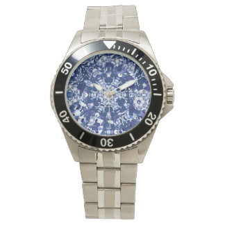Dunkelblau gebrochenes Kaleidoskop Armbanduhr