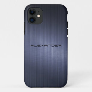 Dunkelblau gebürstetes Aluminium-Metal-Look-Monogr title_seo2