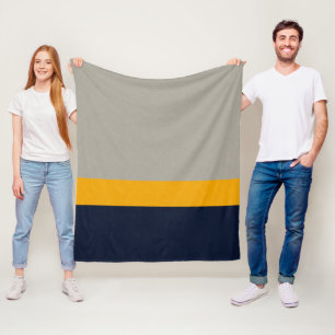 Dunkelblau, gelb, grau gestreift, texturiert fleecedecke