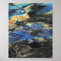 Dunkelblau-gelbe Labradorite-Kristall-Print-Poster