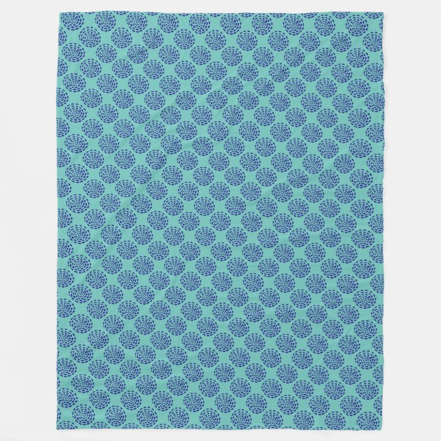 Dunkelblau gestreiftes Kreismuster auf blau Fleecedecke (Vorderseite)