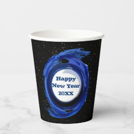 Dunkelblau gestrichen am Abend, glücklich Neues Ja Pappbecher