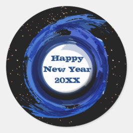Dunkelblau gestrichen am Abend, glücklich Neues Ja Runder Aufkleber