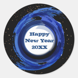 Dunkelblau gestrichen am Abend, glücklich Neues Ja Runder Aufkleber