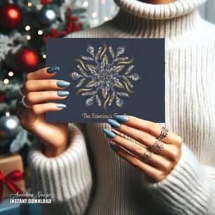 Dunkelblau & Gold Mitternachtsglanz Sterne Neujahr Karte