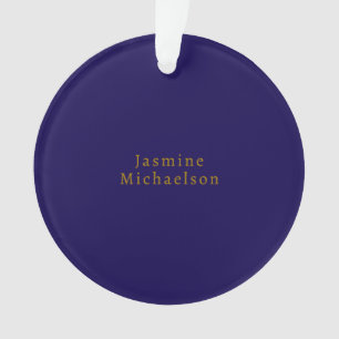 Dunkelblau & Gold Süß Minimalistisch Eigener Name Ornament