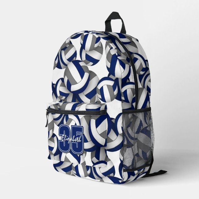 Dunkelblau-graue Volleyballmannschaftsfarben gemus Bedruckter Rucksack (Rückseitige Ecke Rechts)