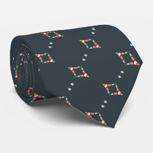 Dunkelblau-grauer kleiner geometrischer Druck Krawatte
