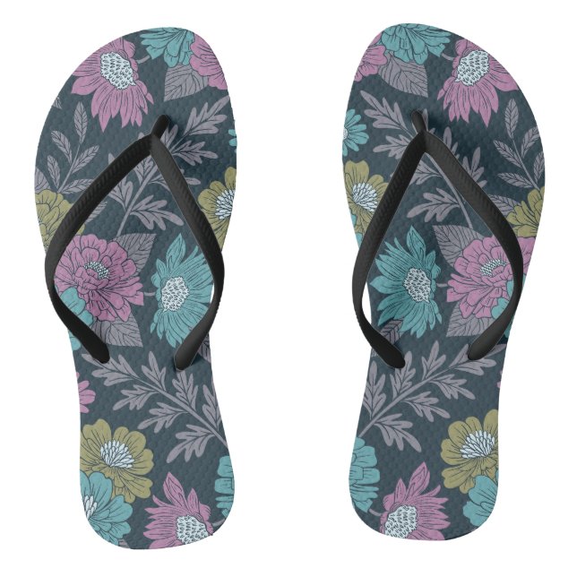 Dunkelblau, grün und Lila Flip Flops (Fußbett)