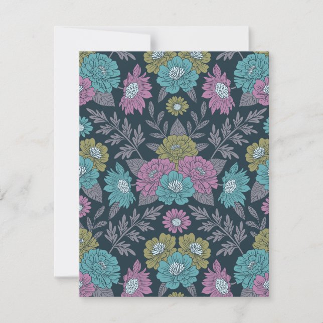 Dunkelblau, grün und Lila Mitteilungskarte (Vorderseite)
