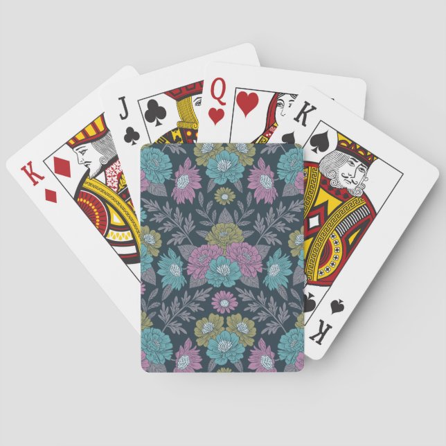 Dunkelblau, grün und Lila Spielkarten (Rückseite)