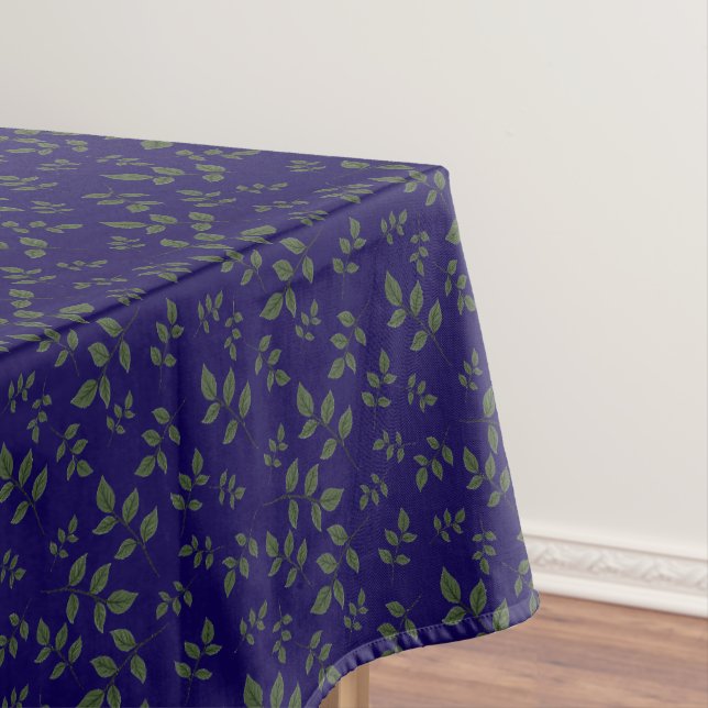 Dunkelblau-grüne Muster Blätter elegant stilvoll Tischdecke (Beispiel)