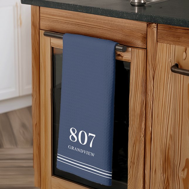 Dunkelblau | Hausnummer und Straßenname Geschirrtuch (Von Creator hochgeladen)