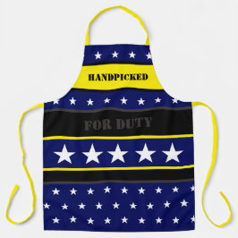 Dunkelblau, hell Gelb und Schwarz Schürze