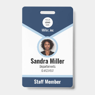 Dunkelblau | Kundenspezifische Foto-ID mit Logo un Ausweis