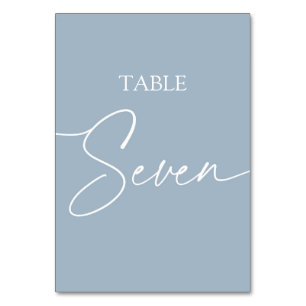 Dunkelblau-minimalistischer eleganter Tisch sieben Tischnummer
