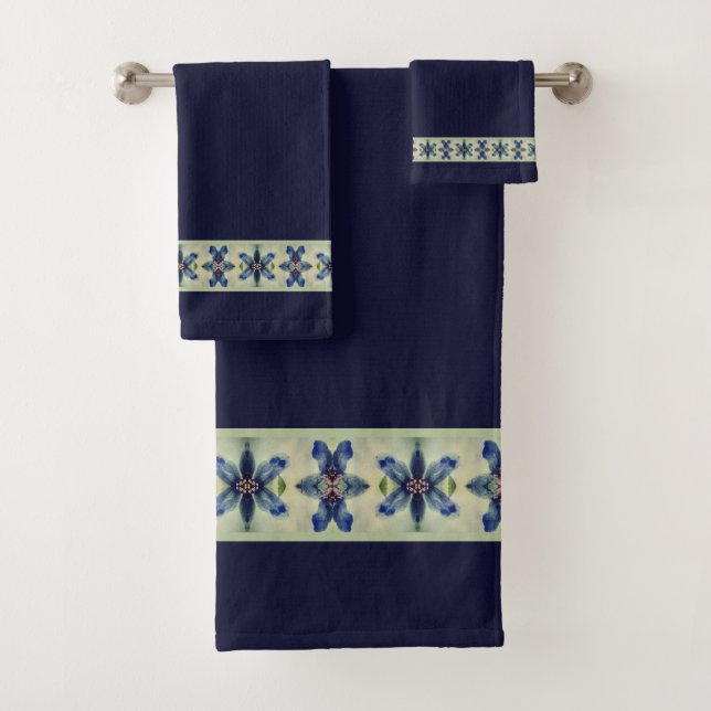 Dunkelblau mit Blumenzauber Badhandtuch Set (Insitu)