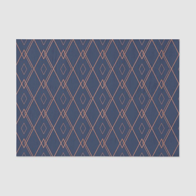 Dunkelblau mit geometrischen Diamanten Seidenpapier (Vorderseite)