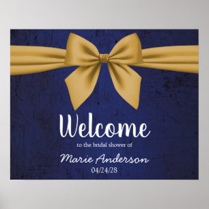 Dunkelblau mit Gold Bow-Brautparty Poster