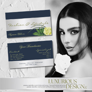 Dunkelblau mit Silberdekor Schöne Rose Blume Visitenkarte