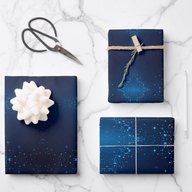 Dunkelblau mit Sprinklen Geschenkpapier Set (Vorderseite)