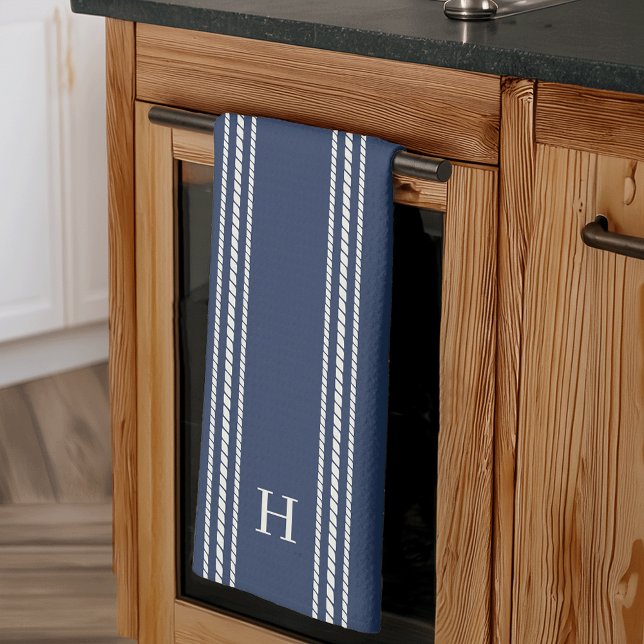 Dunkelblau | Monogramm für den klassischen Seilstr Geschirrtuch (Von Creator hochgeladen)