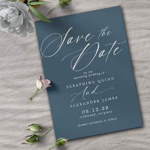 Dunkelblau Navy Moderne elegante Juwel-Ton-Hochz Save The Date