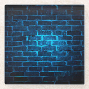 DUNKELBLAU NEON BRICK WALL SEHEN GLASUNTERSETZER