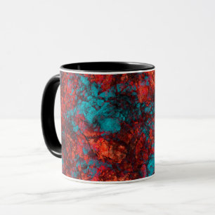 Dunkelblau-orangefarbene Textur Wildledergras Tasse