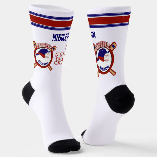 Dunkelblau, rot, weißer Baseball Socken
