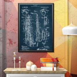Dunkelblau | Saxophon - Patent Poster