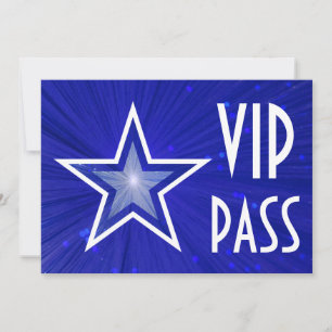 Dunkelblau-Sterne-Einladung "VIP PASS" Einladung