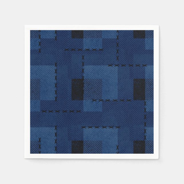 Dunkelblau strukturiert geometrisch serviette (Vorderseite)