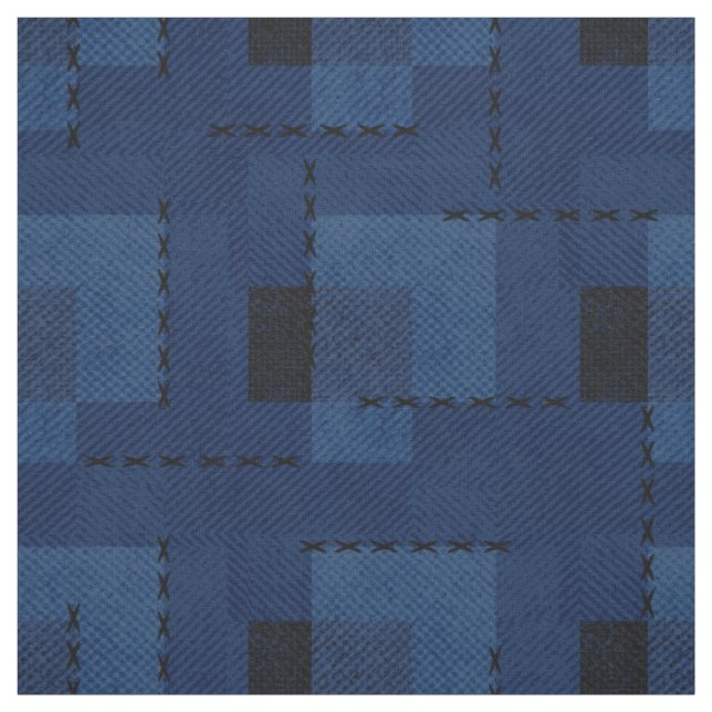 Dunkelblau strukturiert geometrisch stoff (Muster)