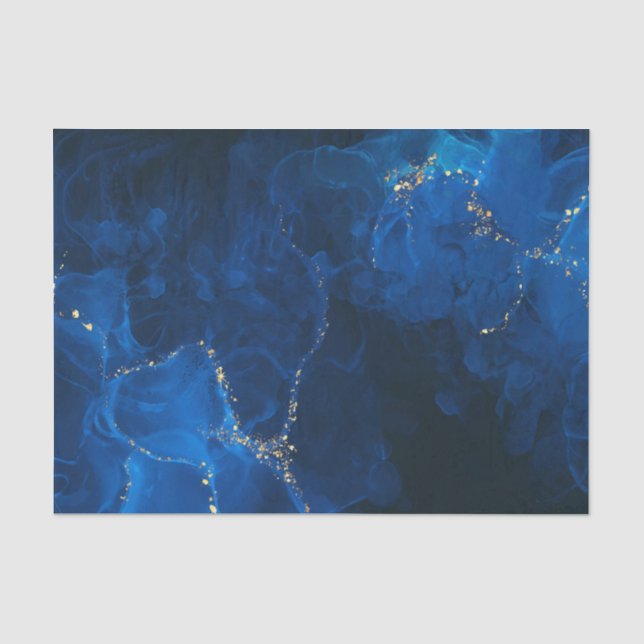 Dunkelblau Texturierte Imitate Gold Glitzer Seidenpapier (Vorderseite)