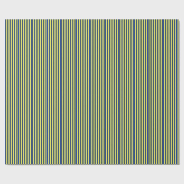 Dunkelblau und gelbe Streifen  Geschenkpapier (Flach)