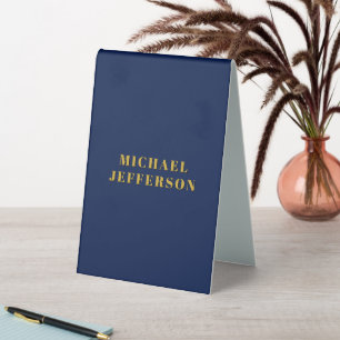 Dunkelblau und Gold Minimalist Plain Modern Eigene Tischaufsteller
