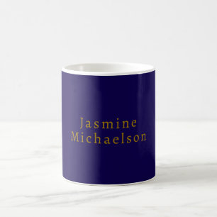 Dunkelblau und Gold Süßer minimalistischer eigener Kaffeetasse