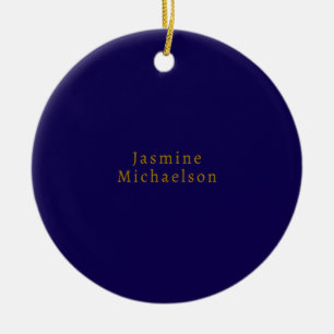 Dunkelblau und Gold Süßer Minimalistischer Eigenna Keramik Ornament