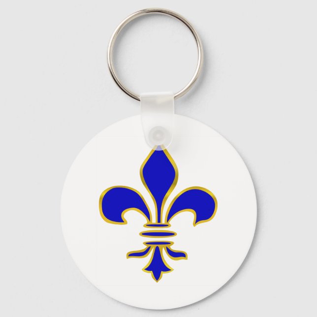 Dunkelblau und goldene Lilie Schlüsselanhänger (Vorderseite)