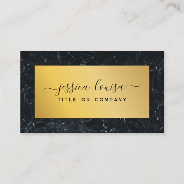 Dunkelblau und Goldmarmor Visitenkarte (Vorderseite)