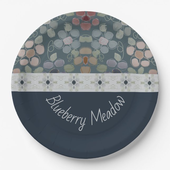 Dunkelblau und grau pappteller (Vorderseite)