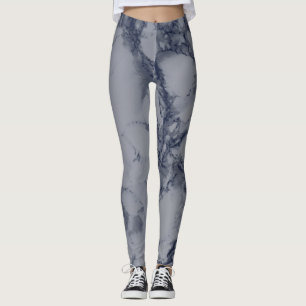 Dunkelblau und graue Marmortextur Leggings
