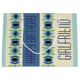 Dunkelblau und hellblau Gemustert Große Geschenktüte