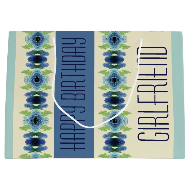 Dunkelblau und hellblau Gemustert Große Geschenktüte (Vorderseite)