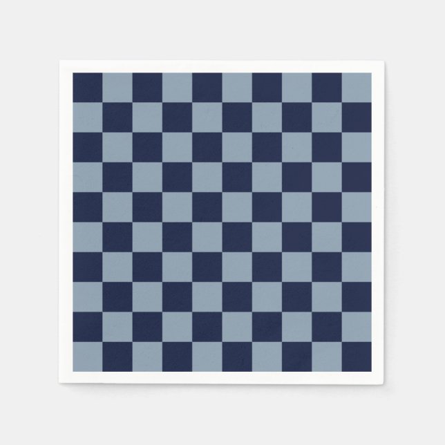 Dunkelblau und Hellblau Karo Serviette (Vorderseite)