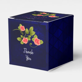 Dunkelblau und Korallen Rose Blume Hochzeit Geschenkschachtel